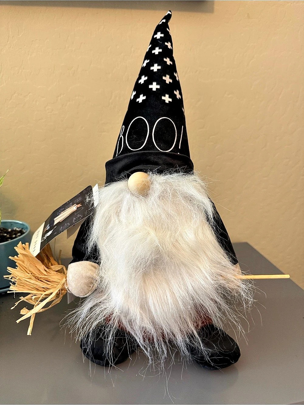 Rae Dunn BOO Plush Gnome Halloween Decor Black & Orange